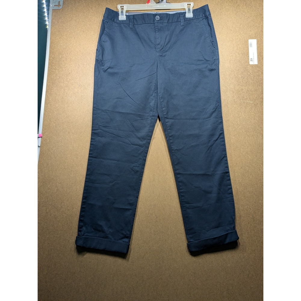 Tommy Hilfiger Women Navy Blue Chino Pants Straight Leg Cuffed Size 8 NWT